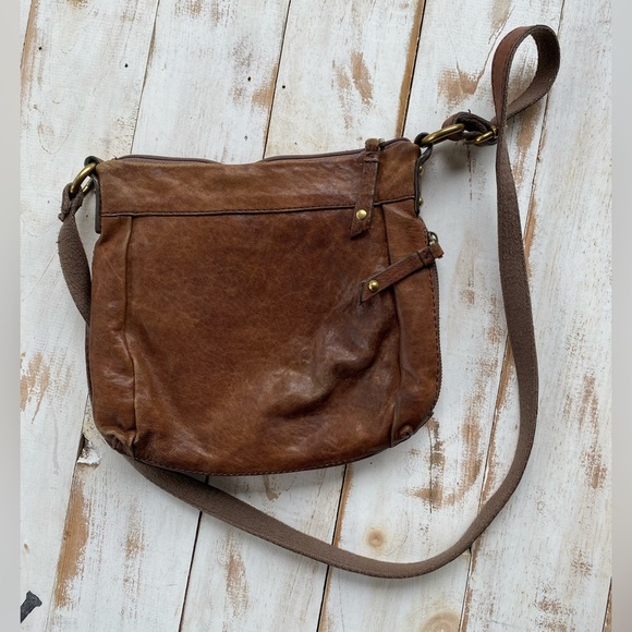 FOSSIL crossbody purse brown distressed leather Vintage boho bag collectible EUC - Picture 6 of 16